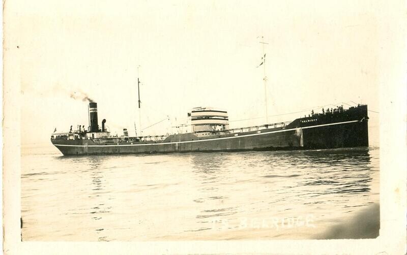 c. 1915 T.S. Belridge - Tank Steamer - Real Photo - 1st ship torpedoed WWI