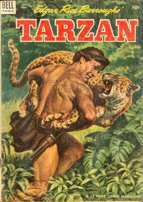 Edgar Rice Burroughs&#39; Tarzan #55 - Dell Comics, April 1954 - Moe Gollub painted cover 10¢ Russ Manning