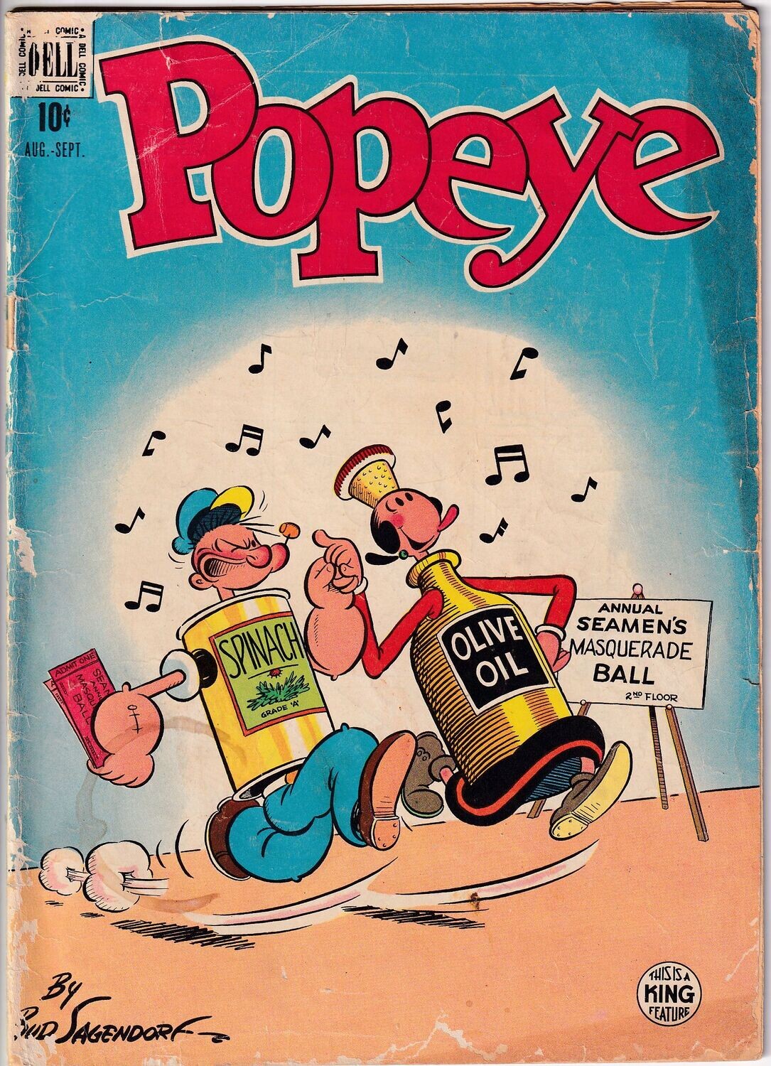 Popeye #8, Dell Comics, August-September 1949, 10¢ cover by Bud Sagendorf