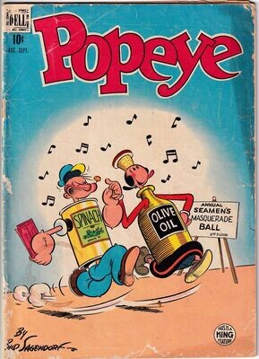 Popeye #8, Dell Comics, August-September 1949, 10¢ cover by Bud Sagendorf