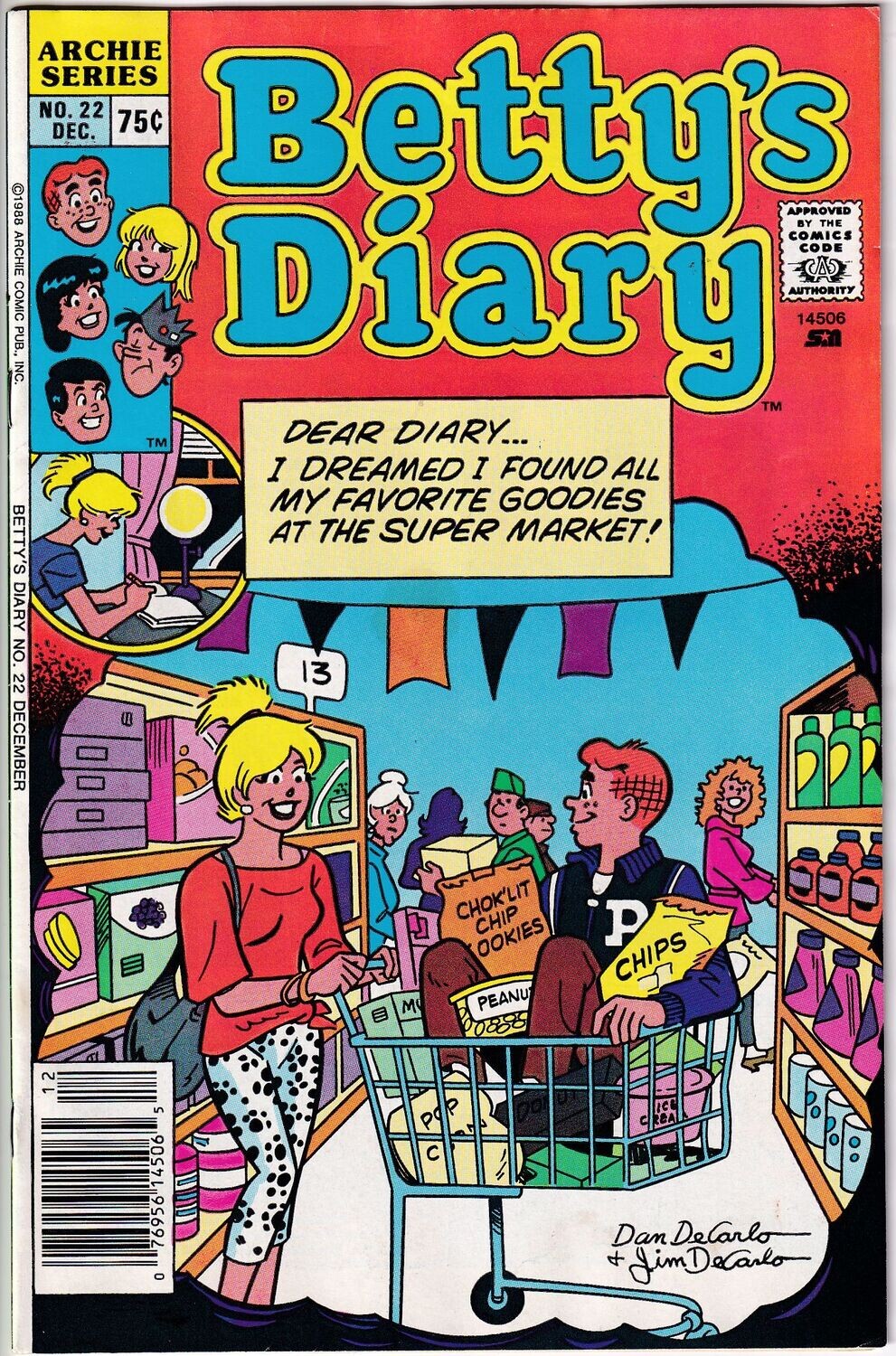 Betty&#39;s Diary #22, Archie Comics, December 1988, 75¢ cover by Dan DeCarlo