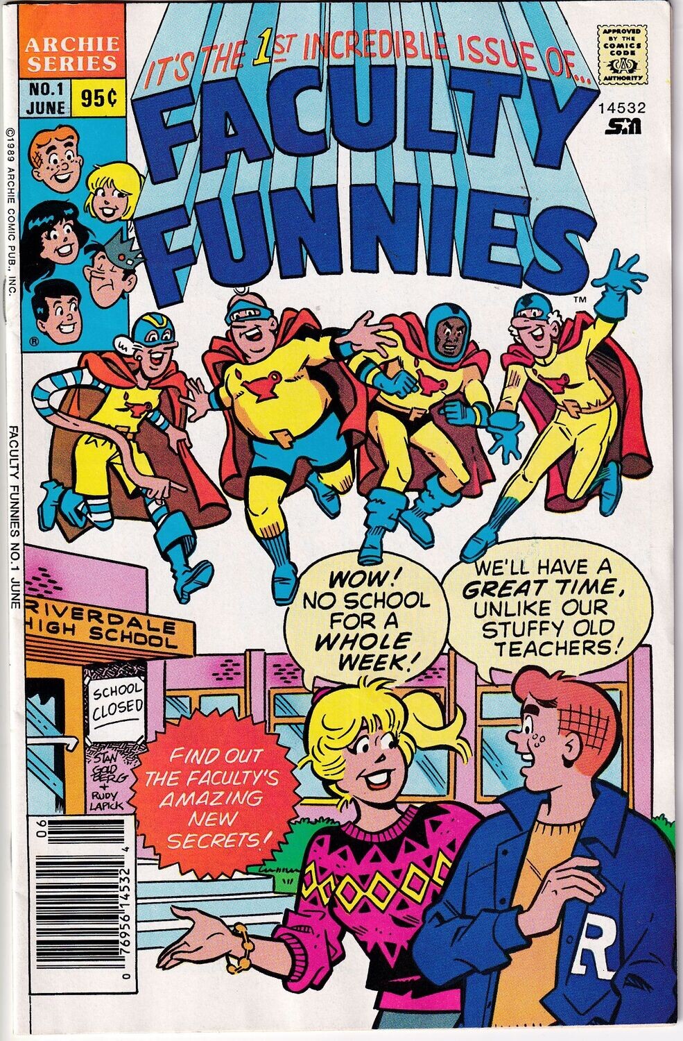 Faculty Funnies #1, Archie Comics, June 1989, 95¢ cover by Stan Goldberg
