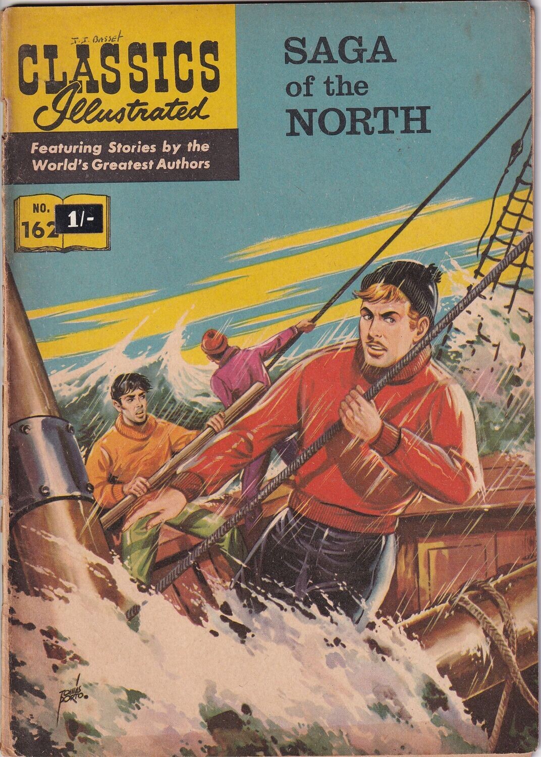 UK Classics Illustrated #162 HRN 156, Saga of the North, Thorpe &amp; Porter, 1963, 1/6 cover by Tomás Porto