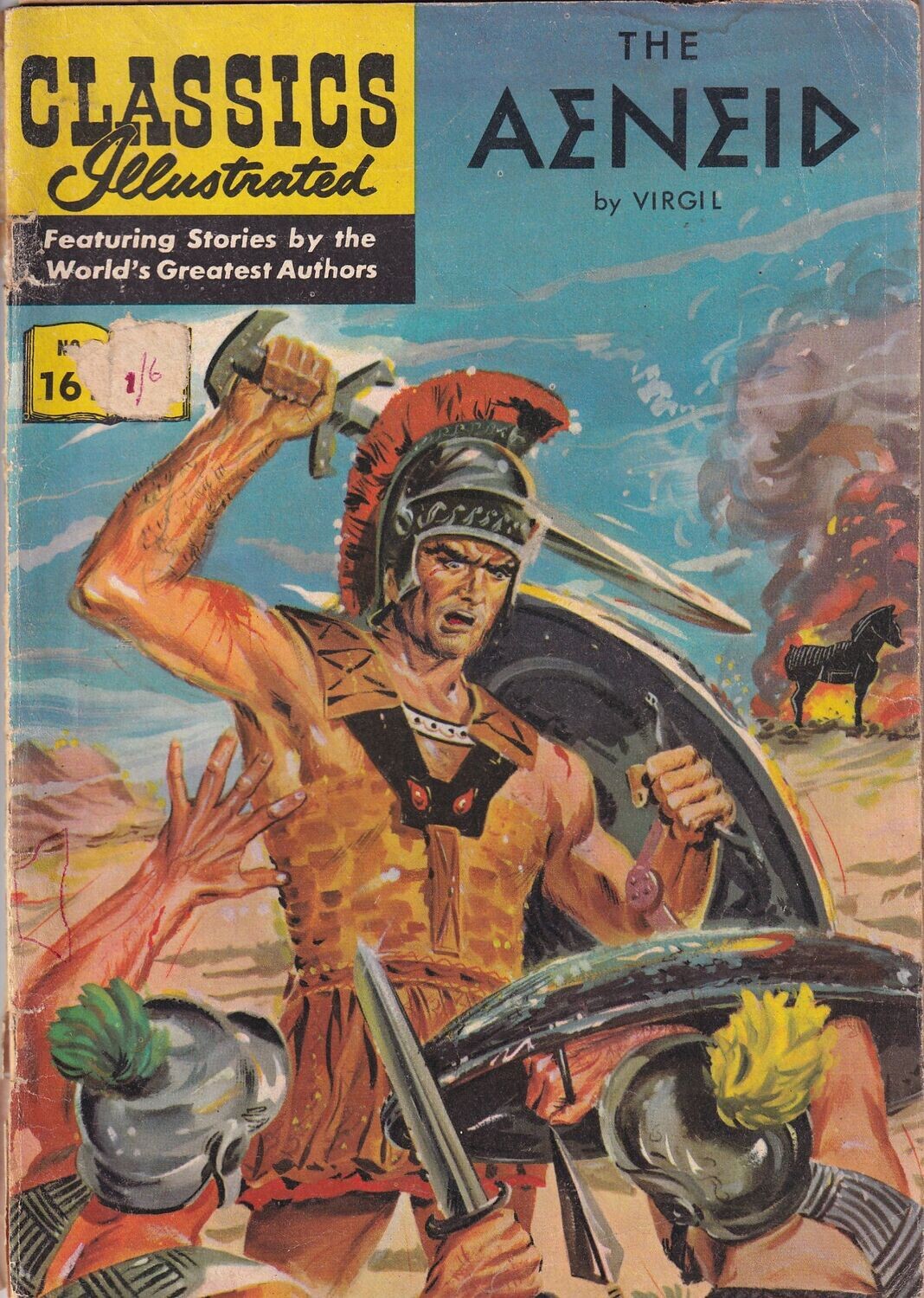 UK Classics Illustrated #161 HRN 156, The Aeneid, Thorpe &amp; Porter, 1963, 1/6 art by Reed Crandall