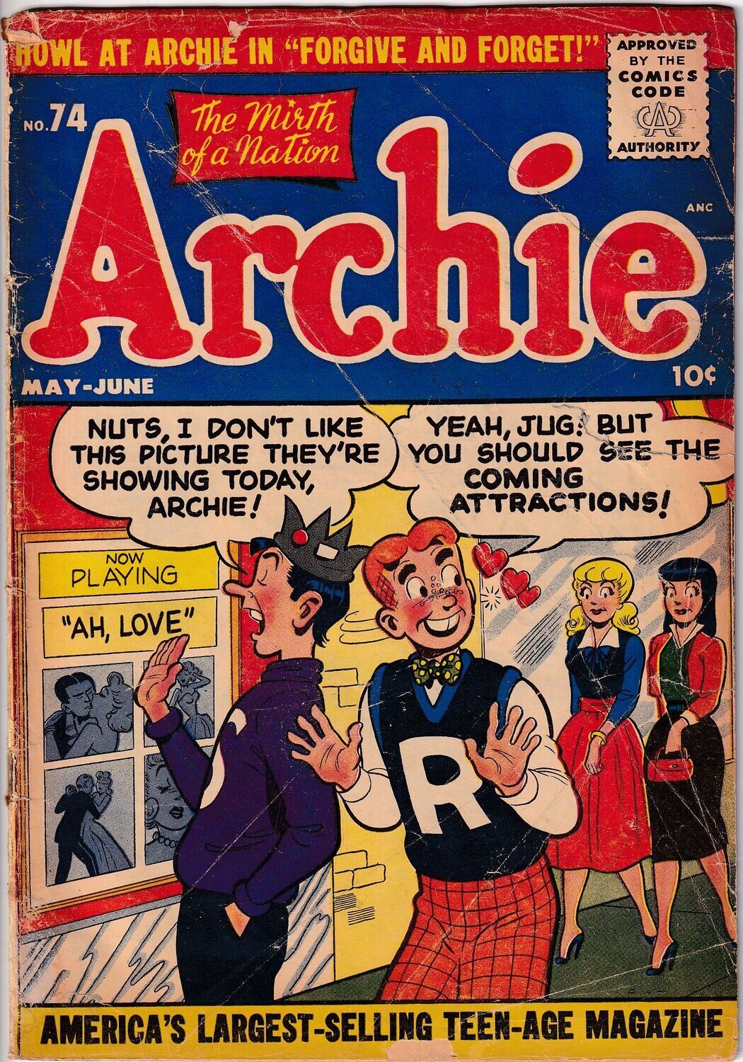 Archie Comics #74, Archie Comics, May-June 1955, 10¢ cover - Fair