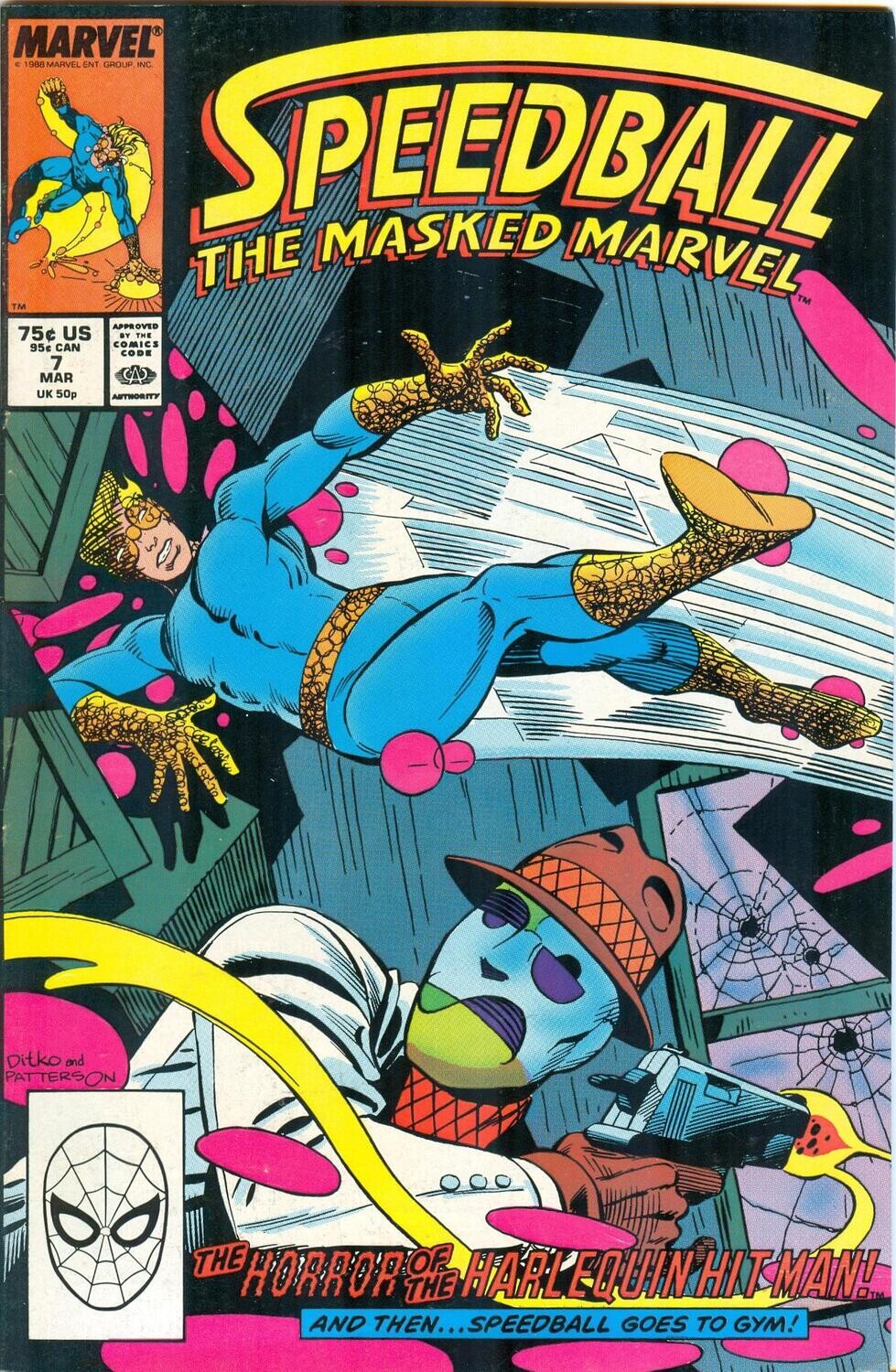 Speedball #7, March 1989, Marvel Comics, Steve Ditko cover &amp; interior 75¢ cover
