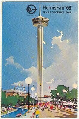 HemisFair '68: Tower of the Americas, Chrome postcard #HF119p