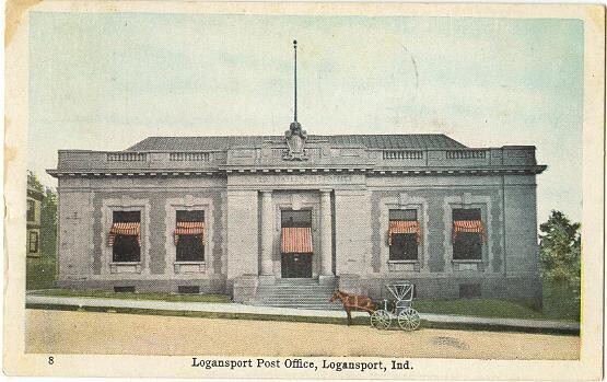1909: #8 Logansport Post Office, Logansport, Indiana, postcard