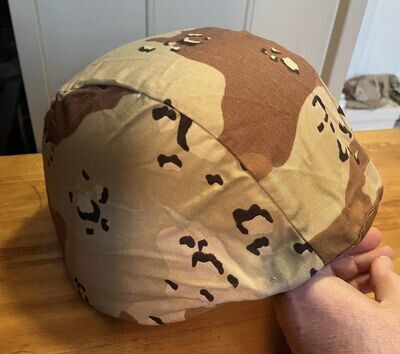 British Army Training Helmet In Desert Camo Cover