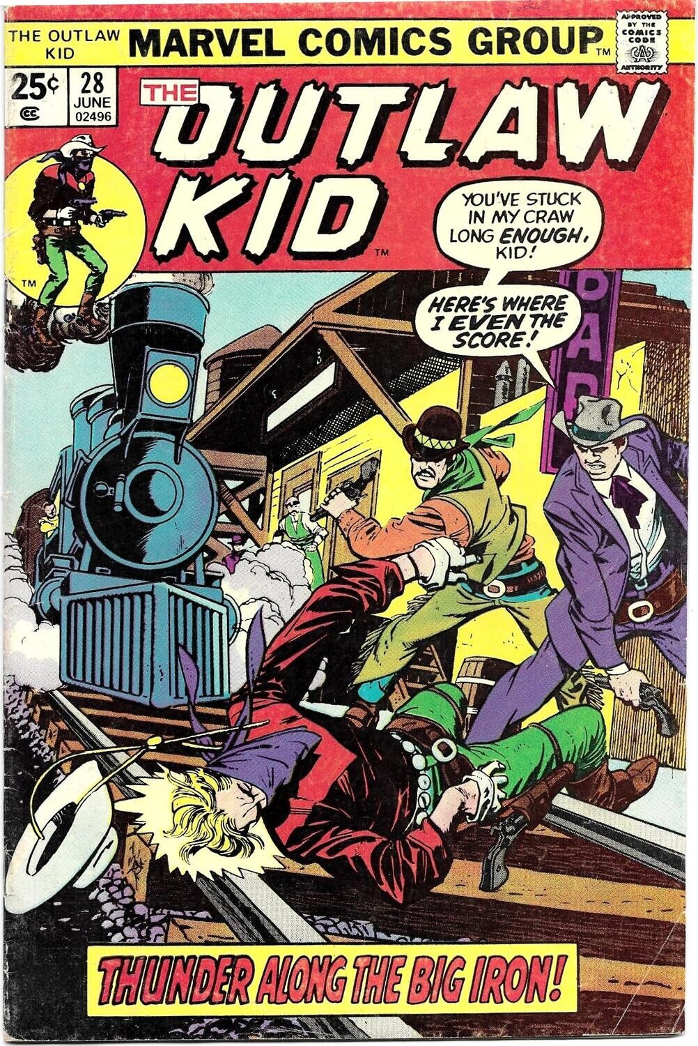 Outlaw Kid #28, June 1975 Marvel Comics - 25¢ Gil Kane cover VERY GOOD