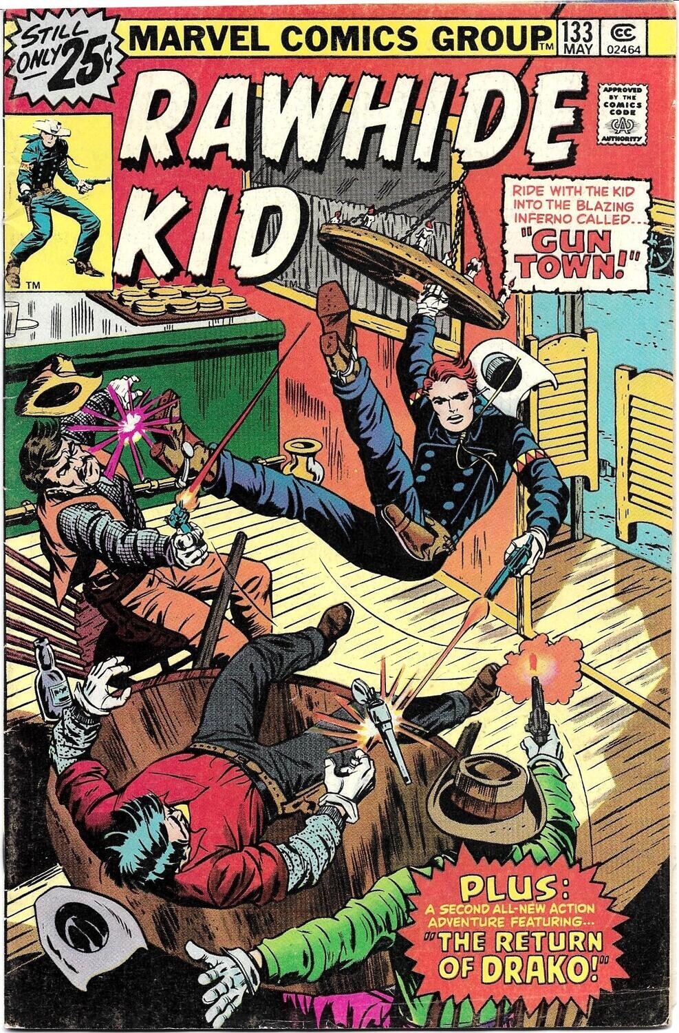 Rawhide Kid #133, May 1976 Marvel Comics - 25¢ Larry Lieber cover VG/F
