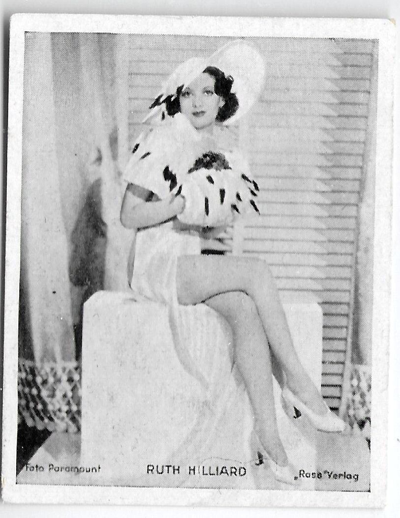Ruth Hilliard 1930s German Union Cigarette Card, Film Images Promo Card