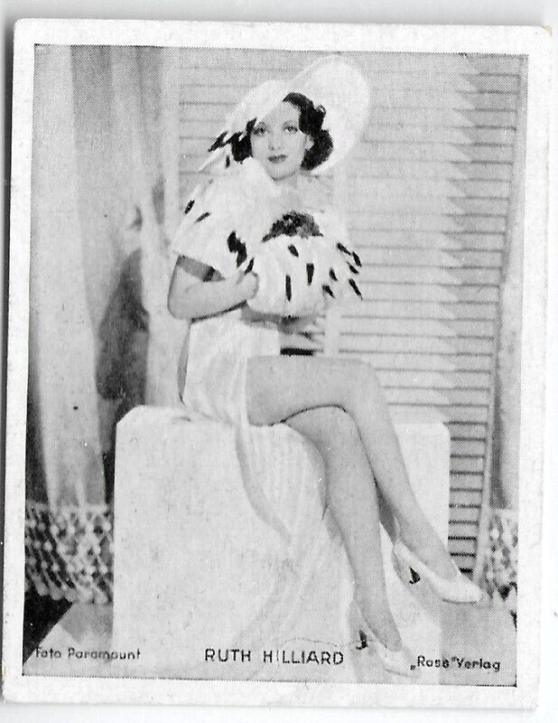Ruth Hilliard 1930s German Union Cigarette Card, Film Images Promo Card