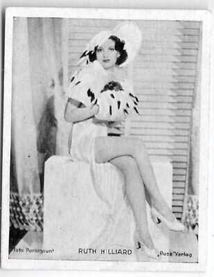 Ruth Hilliard 1930s German Union Cigarette Card, Film Images Promo Card