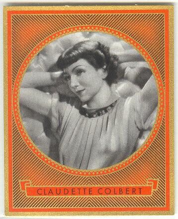 1937: Claudette Colbert - super large portrait! #471 - large cigarette card NICE