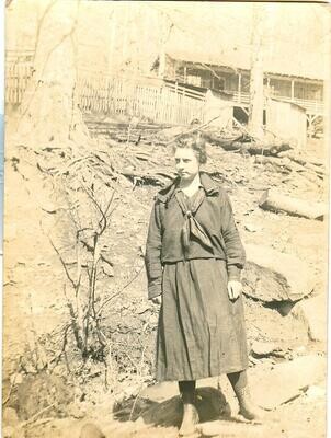c. 1910 Real Photo Postcard - Outdoor Lady - trees, rocks, hillside