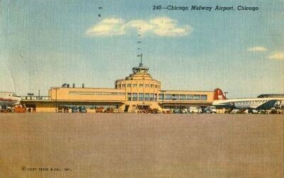 1956 Linen Postcard: 240 - Chicago Midway Airport