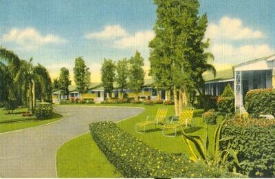 1956 Linen Post Card: Tower View Court (motel), Lake Wales, Florida 6C-H215