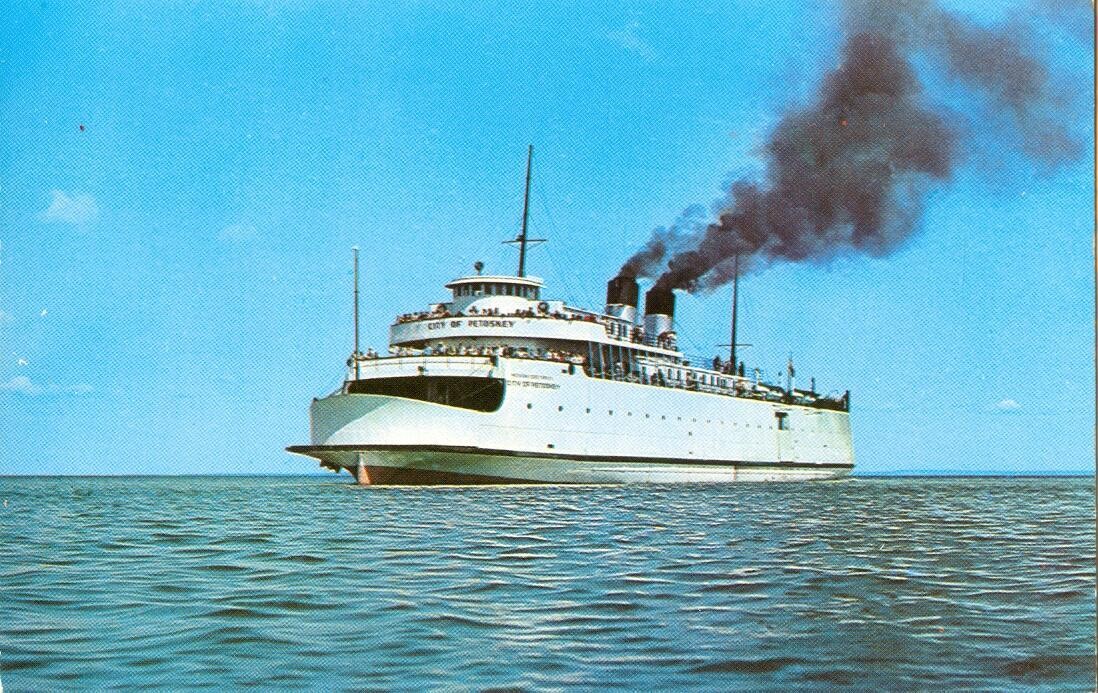 S.S. City of Petoskey, Michigan State Ferry, Kodachrome Postcard, 1950