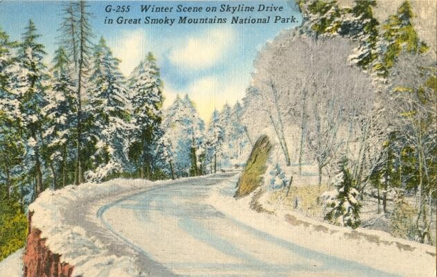 LINEN 1930s: Winter Scene on Skyline Drive, GSMNP