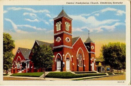 1921: Central Presbyterian Church, Henderson, Kentucky - Linen Postcard