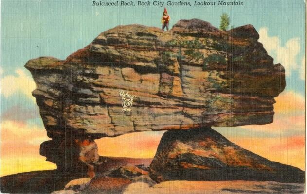 LINEN 1938: Balanced Rock, Rock City Gardens, Tenn.