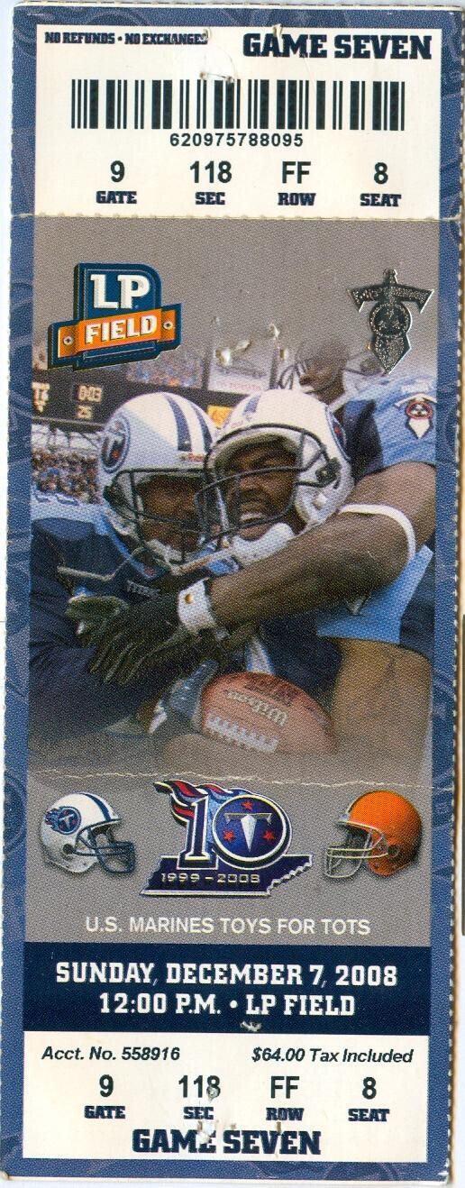 St. Louis Rams, Atlanta Falcons, Tennessee Titans - 8 used tickets from 2008-12