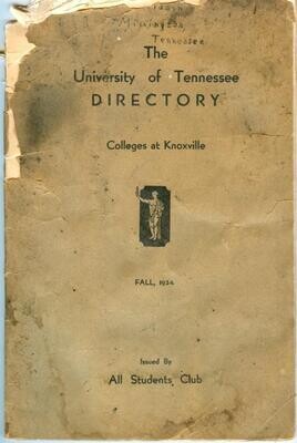 Fall 1934 - University of Tennessee Directory ORIGINAL