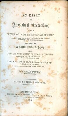 An Essay on Apostolical Succession by Thomas Powell, Nashville, Tennessee, 1855