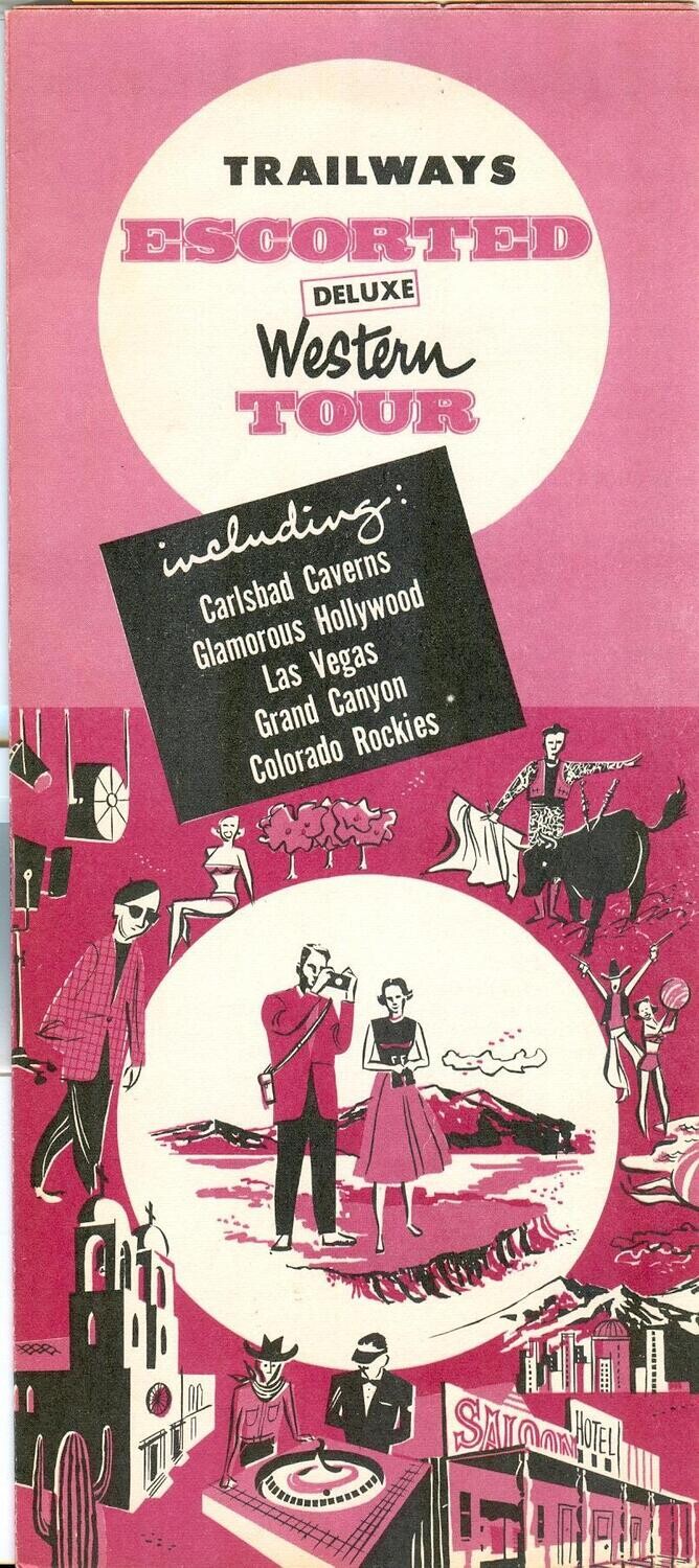 Trailways Escorted Deluxe Western Tour - 1958 rack pamphlet