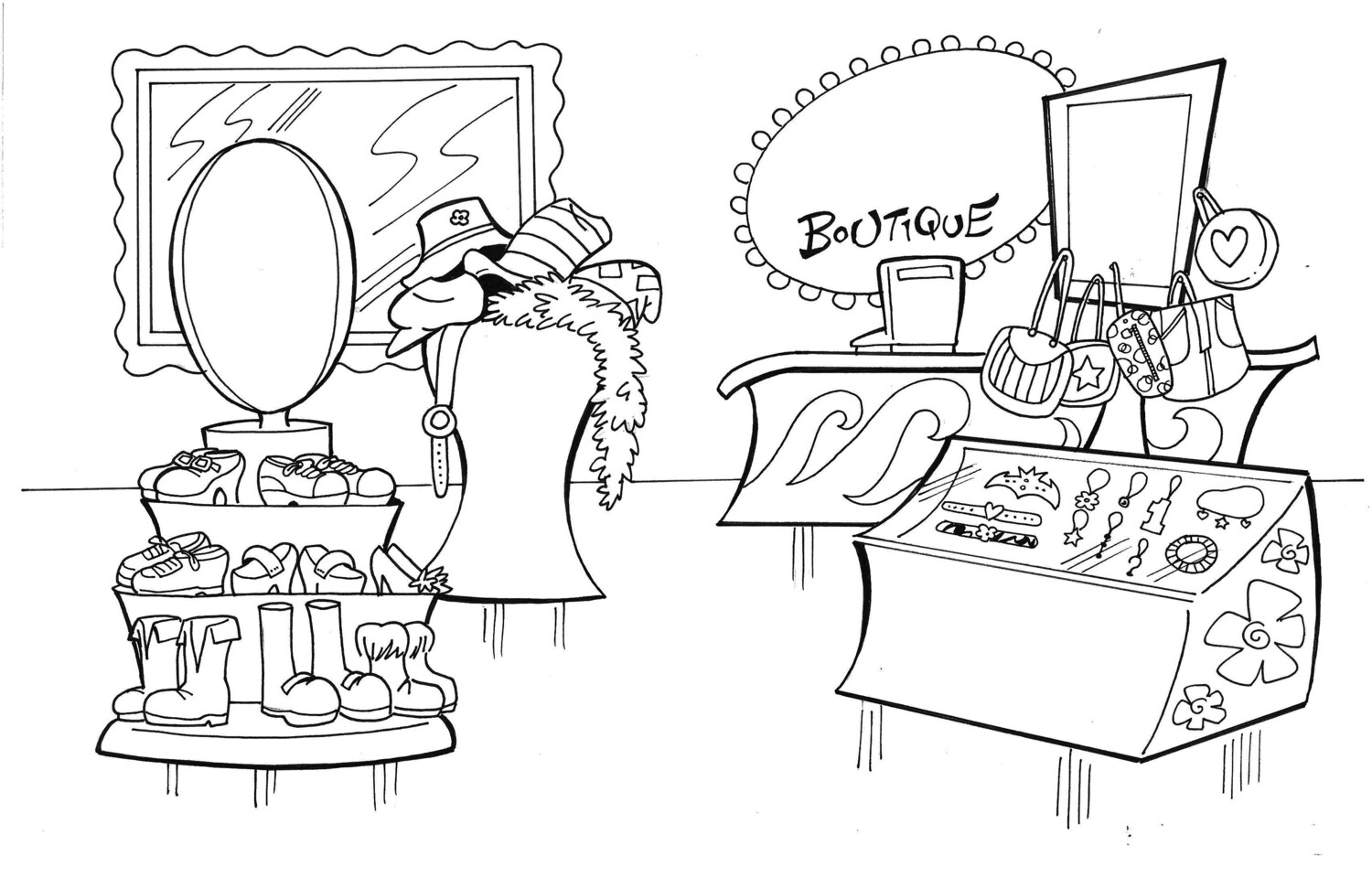 Bratz Boutique Interior art! 11x17 original comic art - Archie artist Dan Parent