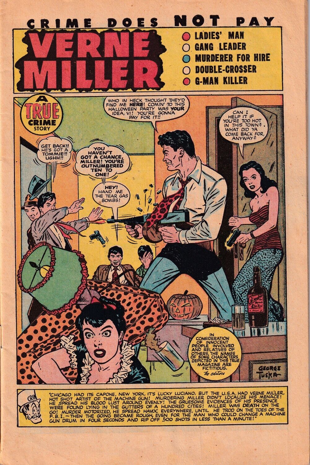 Crime Does Not Pay #60, Lev Gleason, February 1948 10¢ cover price, coverless copy, George Tuska