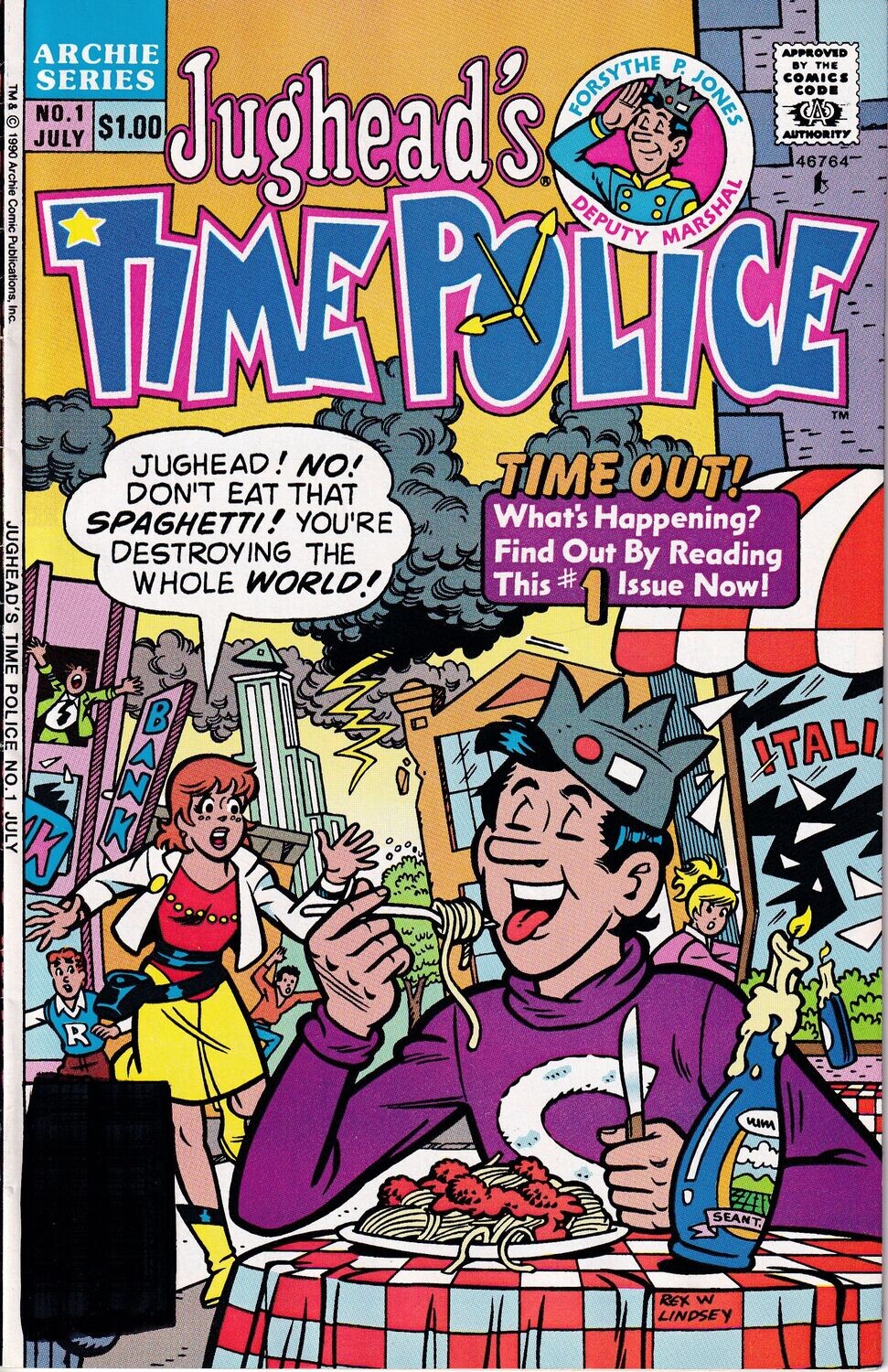 Jughead&#39;s Time Police  #1 (July 1990) Archie Comics, $1.00 Rex W. Lindsey cover and interior