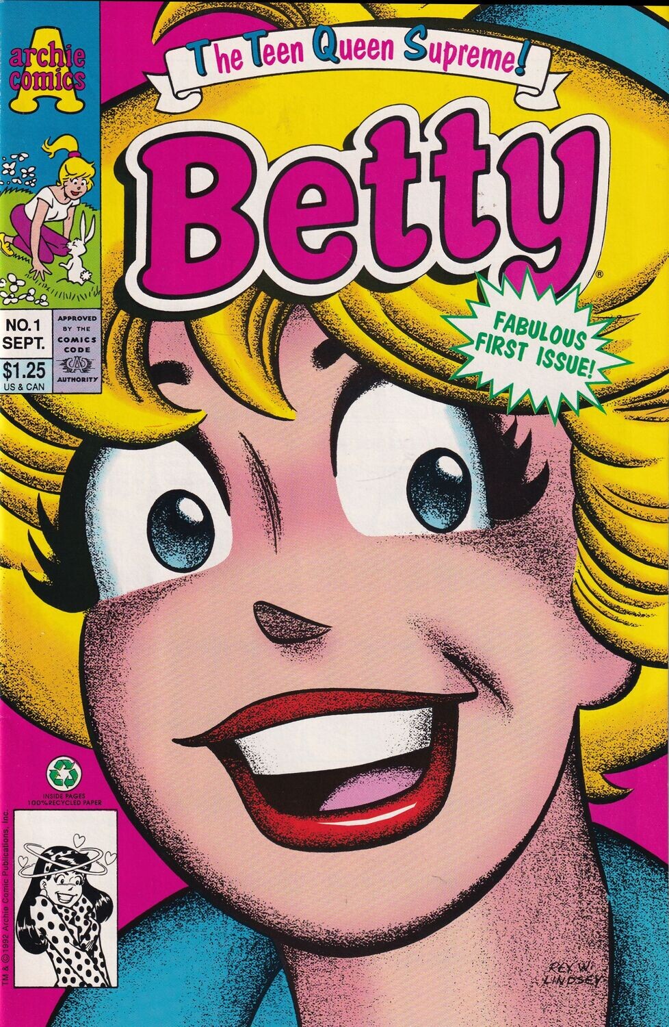 Betty #1 (September 1992) Archie Comics, $1.25 Rex W. Lindsey cover