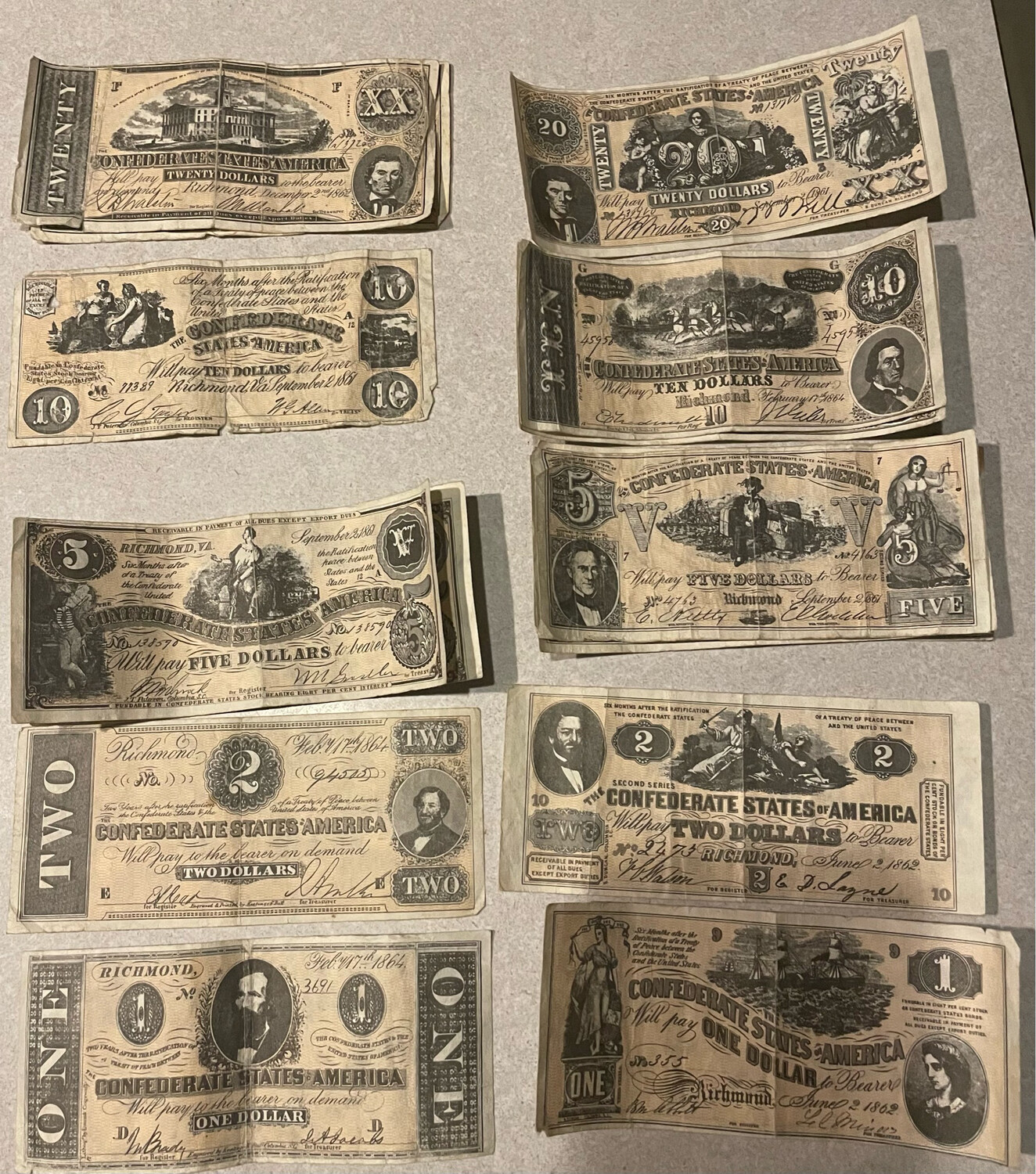 Topps Civil War News Confederate Currency 16 Bills