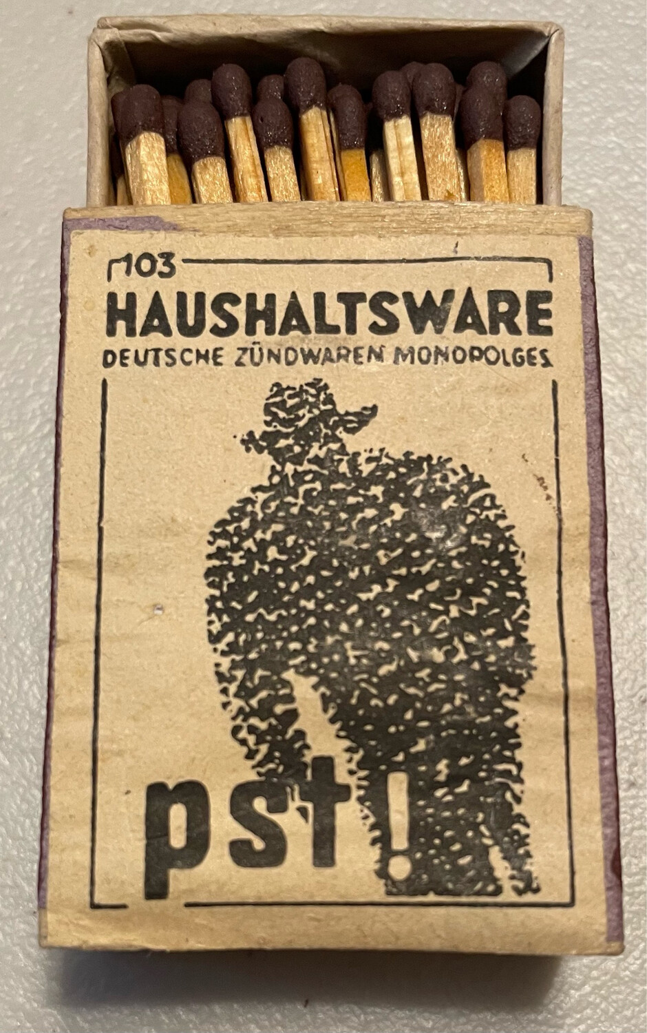 German WWII Era Propaganda Matchbox Pst!