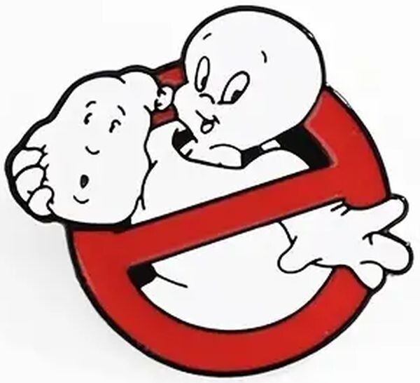 Casper the Friendly Ghost as Ghostbusters Logo pin-back button