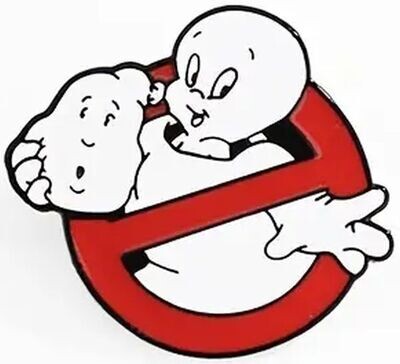 Casper the Friendly Ghost as Ghostbusters Logo pin-back button