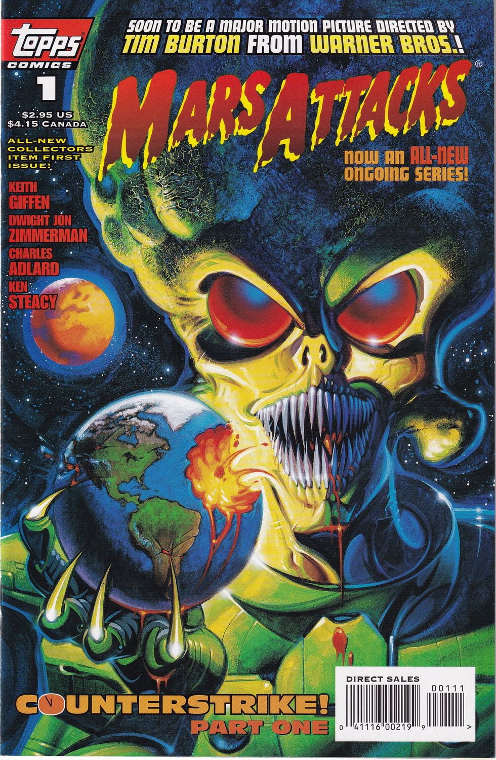 Mars Attacks #1 (2nd Series), Topps Comics, August 1995, Ken Steacy cover