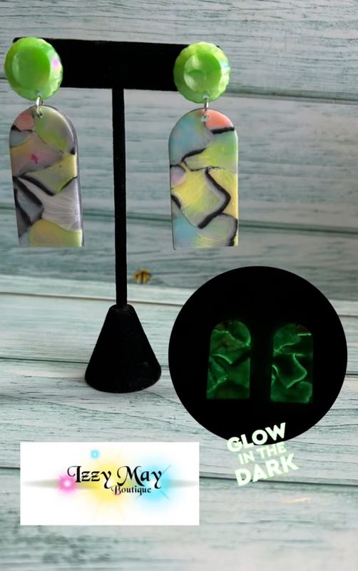 Glow in the Dark Ripped Water Color Spring  Earrings