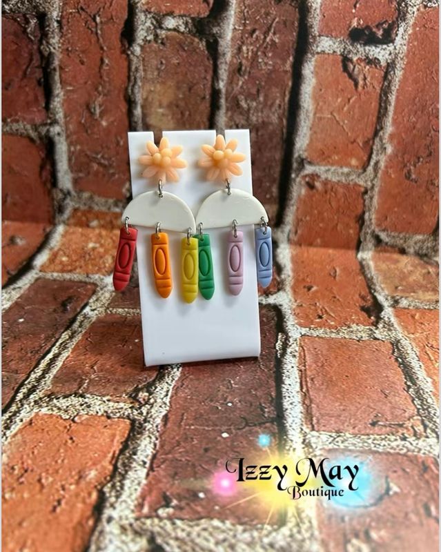 Crayon Flower Dangle Posts