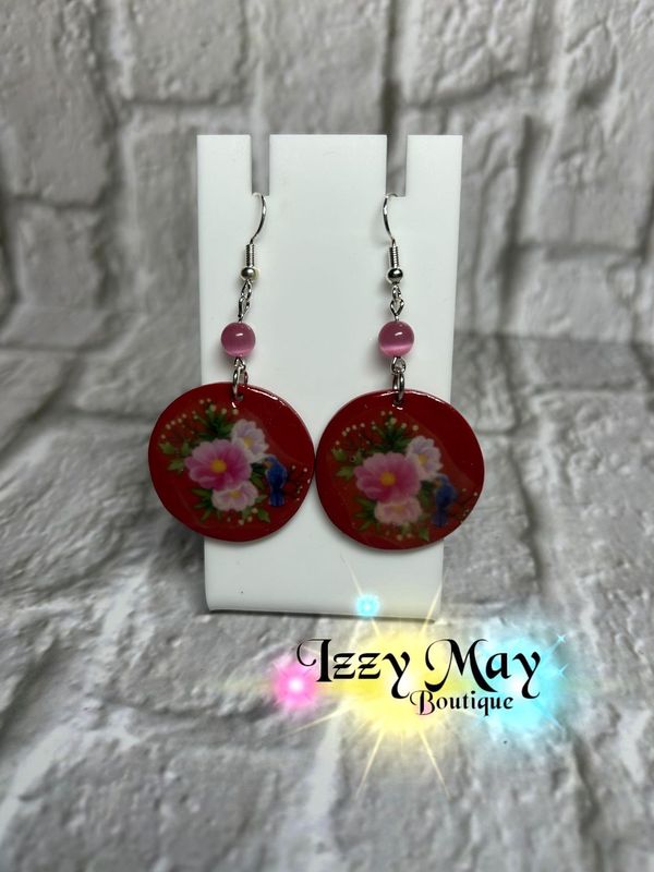 Floral Bluebird Drop Earrings