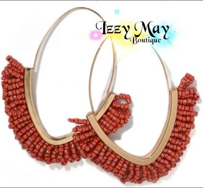 Gold V-Loop Beaded Hoops
