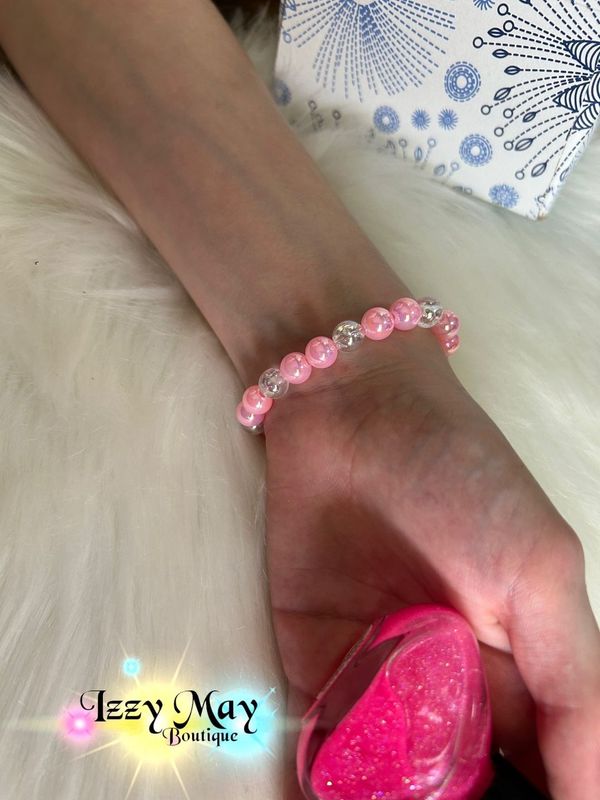 Pink Pearl and Clear Crackle