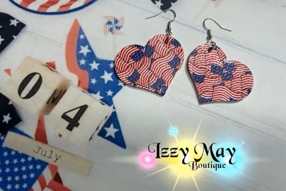 American Flag Heart Earrings