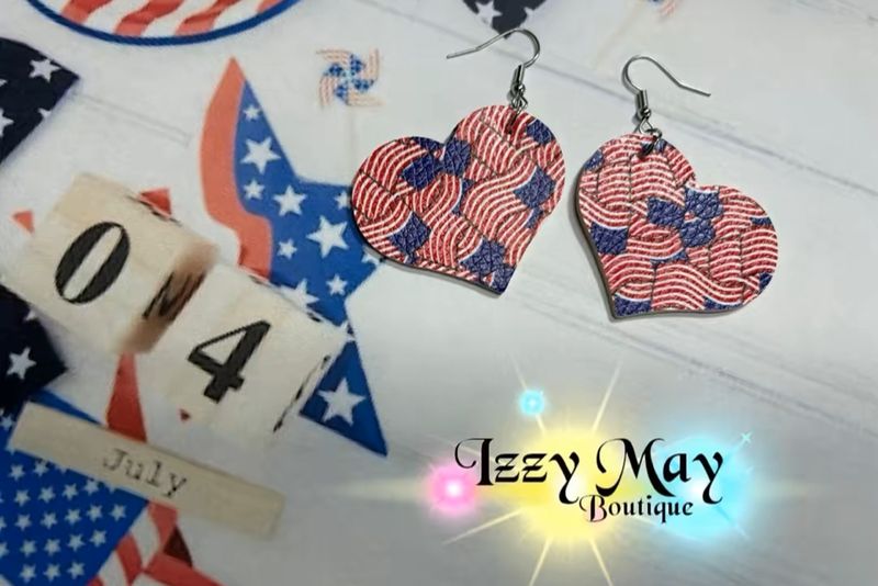 American Flag Heart Earrings