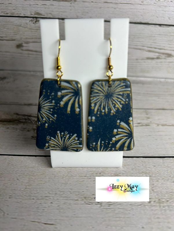 Rectangular Fireworks Earrings