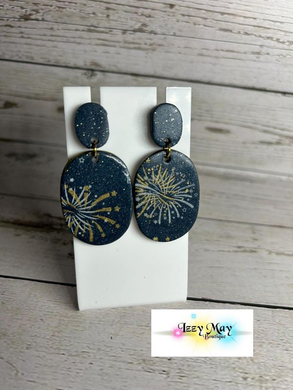 Stud Oval Drop Fireworks Earrings