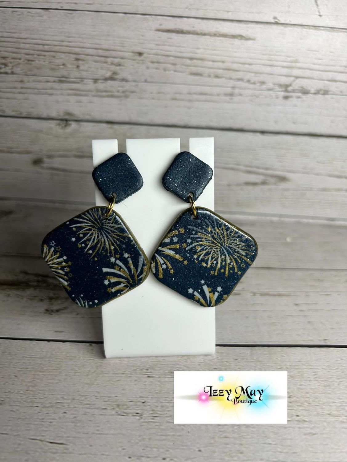 Stud Squared Drop Fireworks Earrings