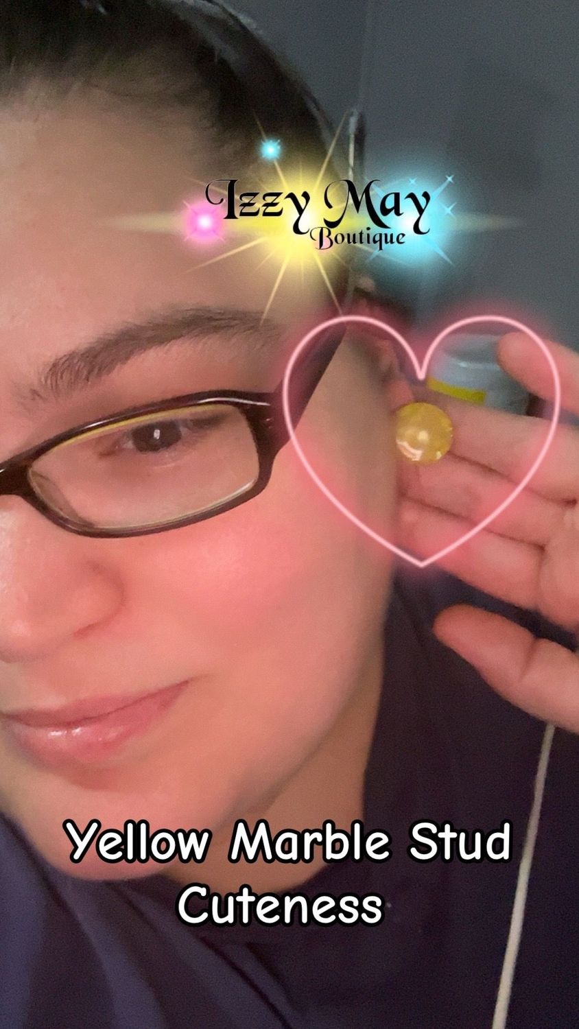 yellow marbled circular studs